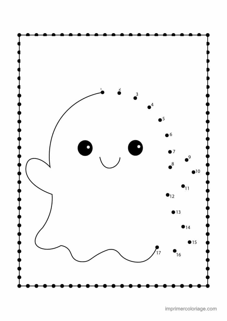 point a relier halloween 1 a 50 fantome souriant - dessin gratuit &agrave; imprimer