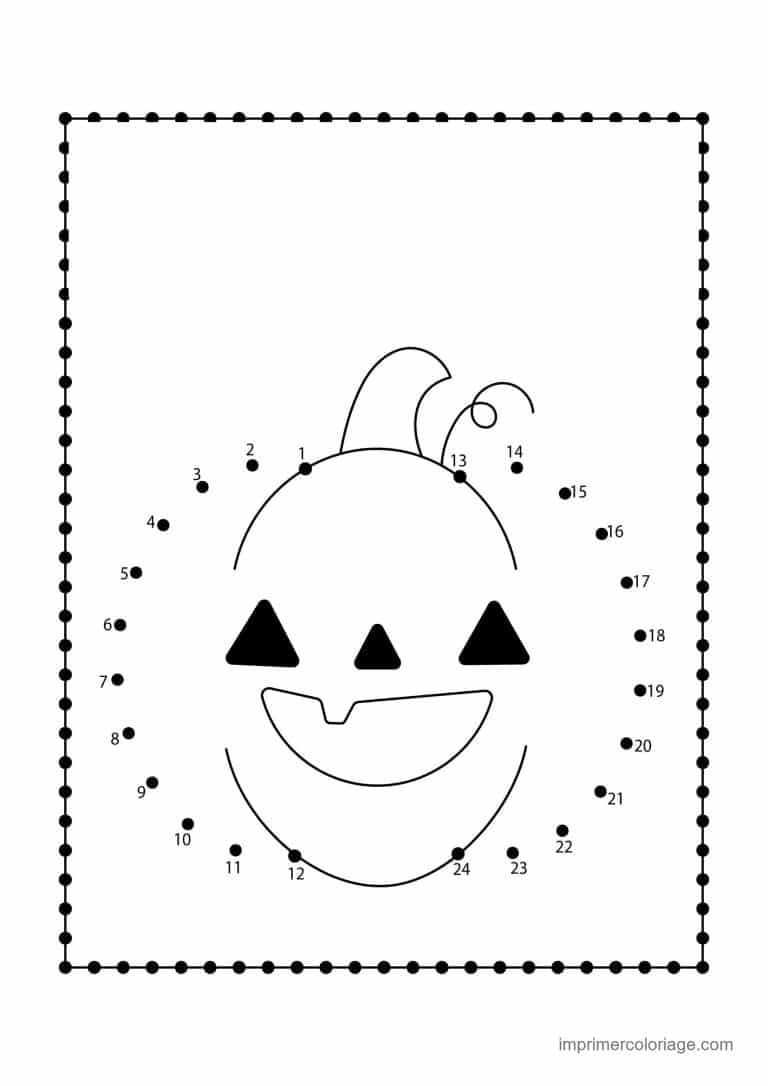 point a relier halloween 1 a 58 citrouille au chapeau - dessin gratuit &agrave; imprimer