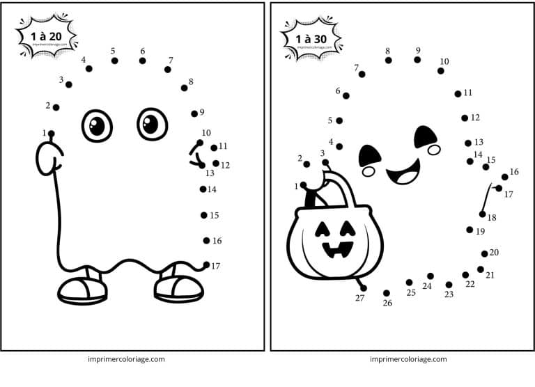 point &agrave; relier halloween tr&egrave;s facile pour petite section - dessin gratuit &agrave; imprimer