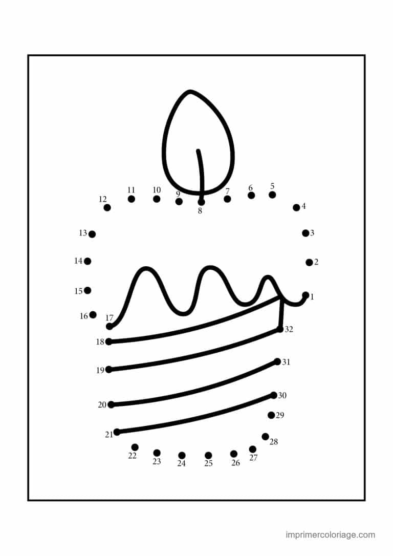 point a relier noel 1 a 32 bougie sur son bougeoir - dessin gratuit &agrave; imprimer