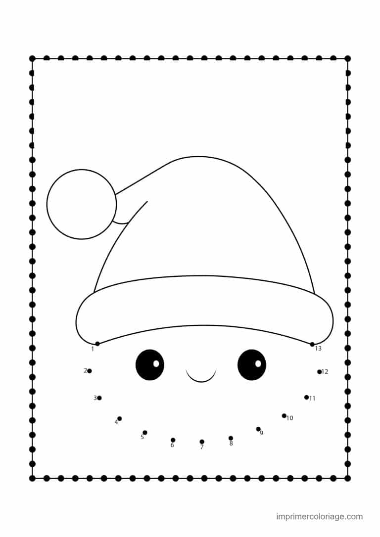 point a relier noel 1 a 42 bonnet de pere noel - dessin gratuit &agrave; imprimer