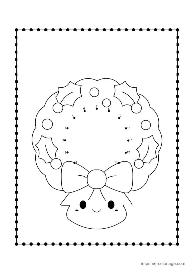 point a relier noel 1 a 43 couronne de noel - dessin gratuit &agrave; imprimer