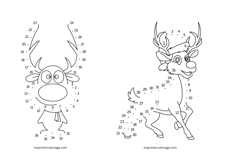 point à relier renne de noel à imprimer point à relier renne de noel - dessin gratuit à imprimer