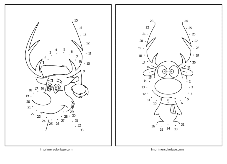 point à relier renne du pere noel à imprimer point à relier renne du pere noel - dessin gratuit à imprimer