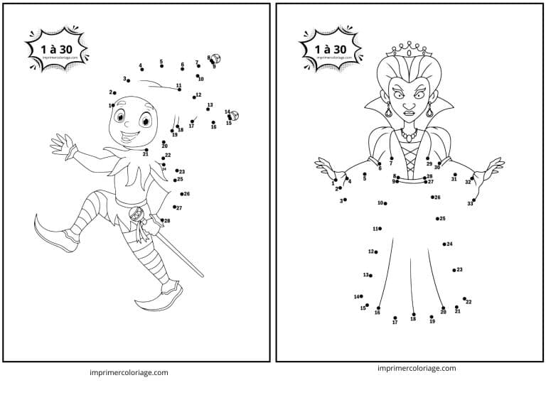 point &agrave; relier sorcier et sorciere halloween - dessin gratuit &agrave; imprimer