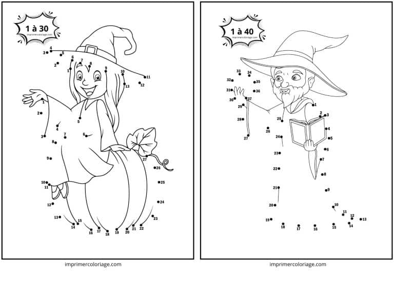 point &agrave; relier sorcier halloween - dessin gratuit &agrave; imprimer