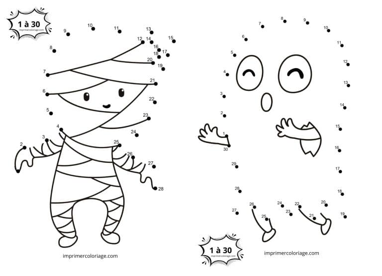 point &agrave; relier tr&egrave;s facile pour halloween - dessin gratuit &agrave; imprimer