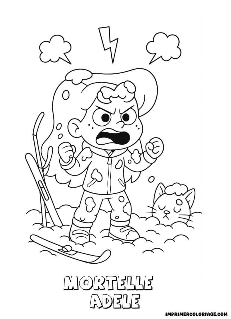 Coloriage de mortelle adele au ski - dessin gratuit &agrave; imprimer