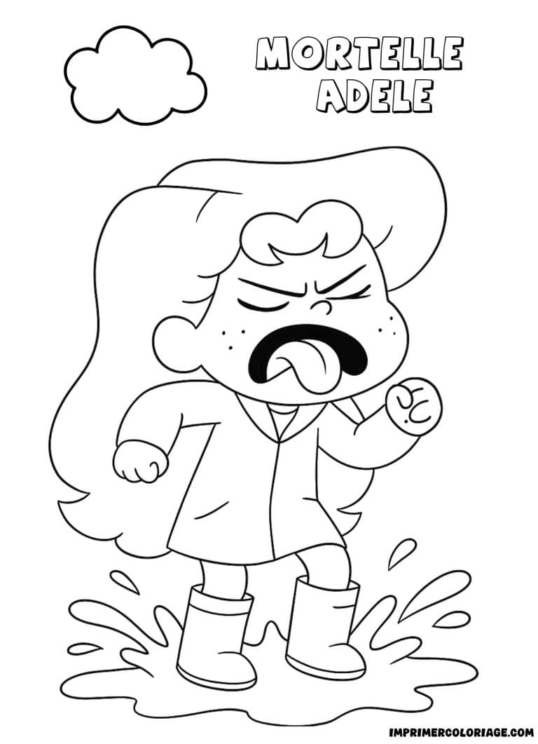 Coloriage de mortelle adele saute dans la boue - dessin gratuit &agrave; imprimer
