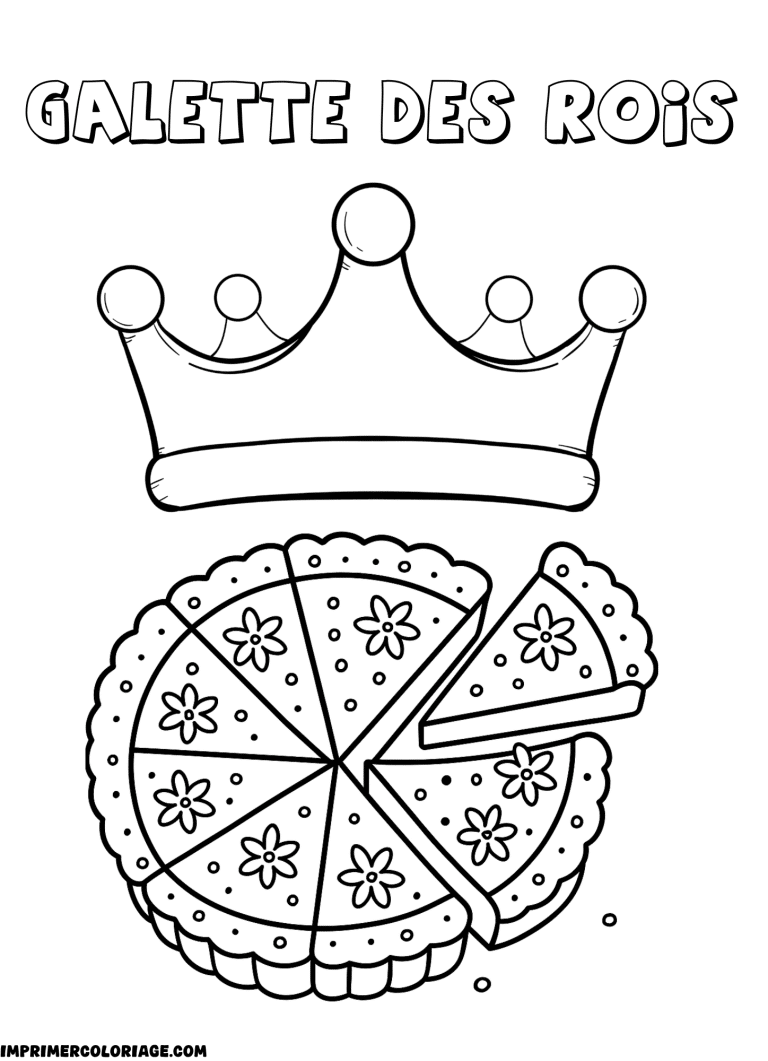 Coloriage de galette des rois avec une couronne - dessin gratuit &agrave; imprimer
