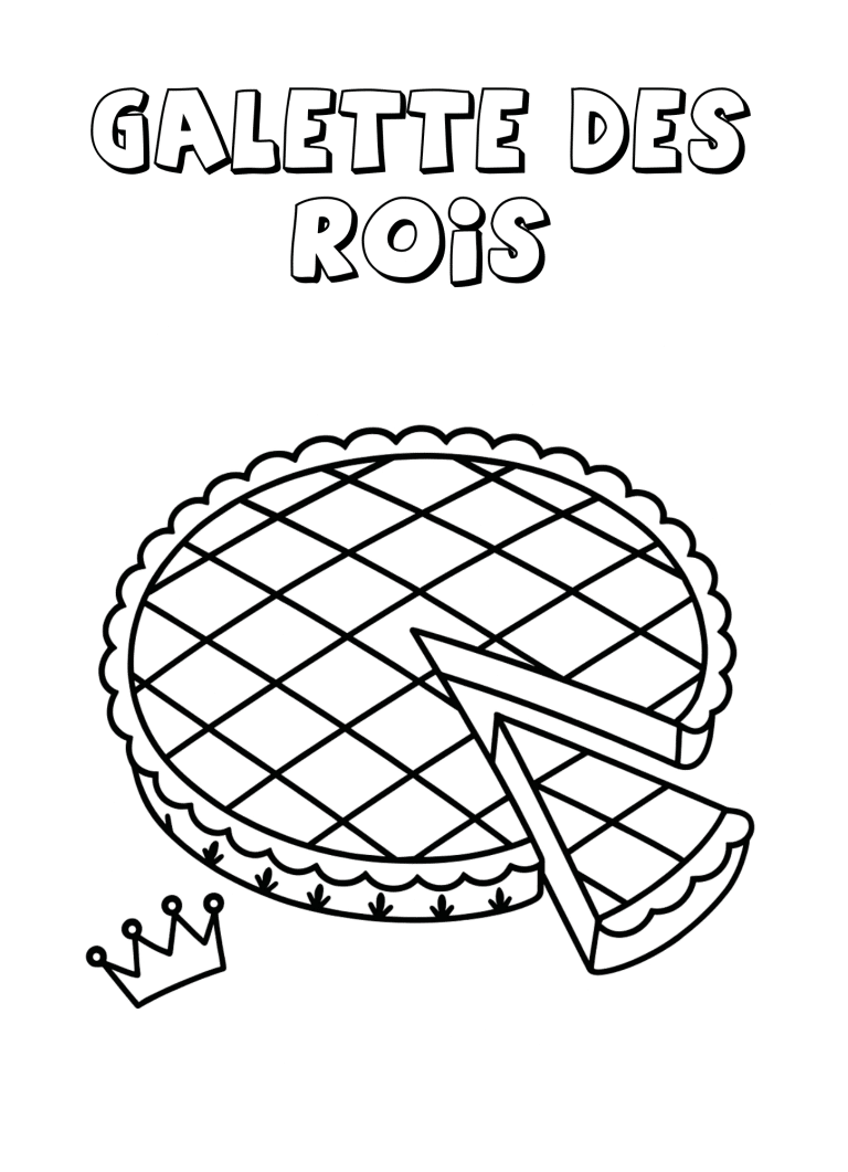 Coloriage d'une part de galette des rois avec la feve - dessin gratuit &agrave; imprimer