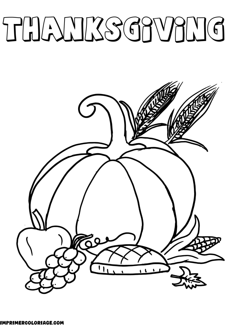 coloriage Thanksgiving d&eacute;corations de table - dessin gratuit &agrave; imprimer
