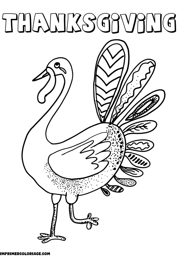 coloriage Thanksgiving dinde &agrave; colorier - dessin gratuit &agrave; imprimer