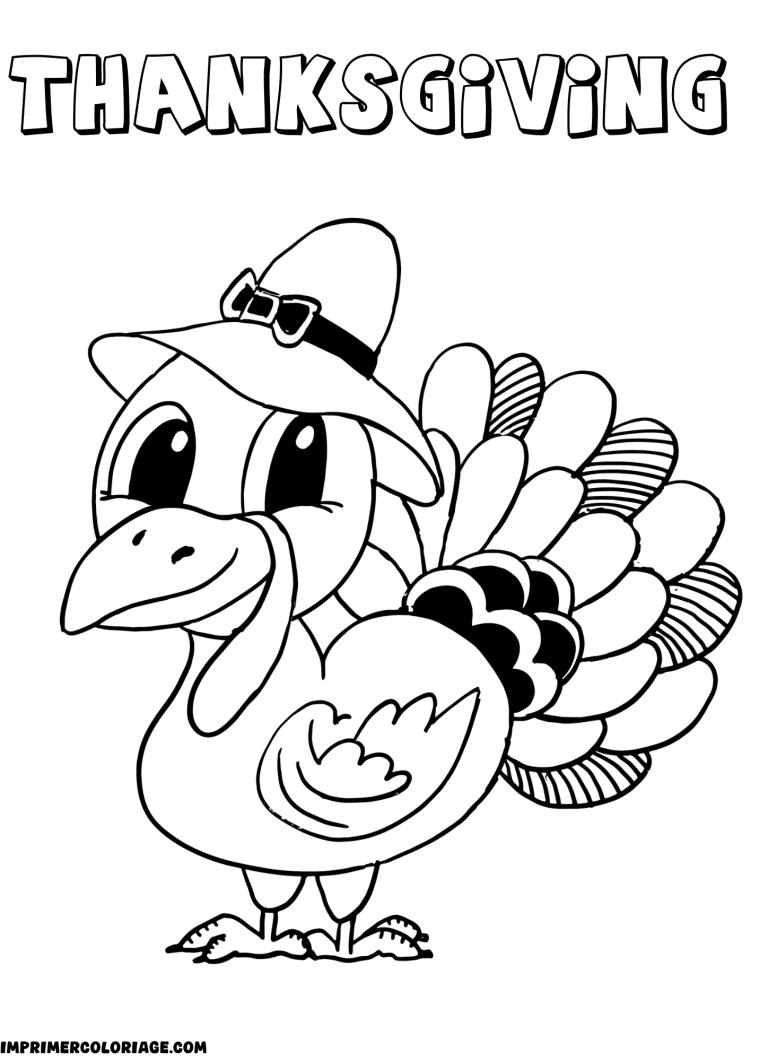 coloriage Thanksgiving dinde &agrave; imprimer - dessin gratuit &agrave; imprimer
