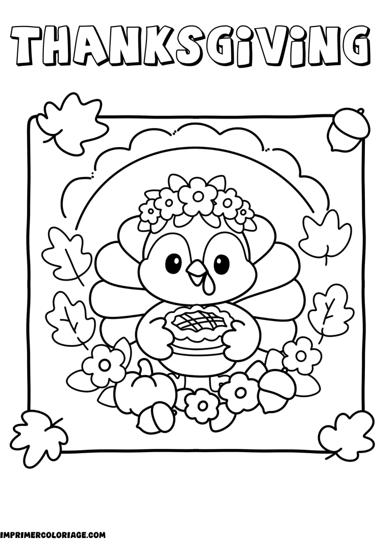 coloriage Thanksgiving g&acirc;teau &agrave; la citrouille - dessin gratuit &agrave; imprimer