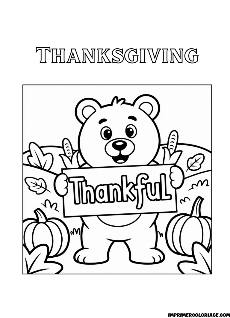 coloriage Thanksgiving joyeux message Happy Thanksgiving - dessin gratuit &agrave; imprimer