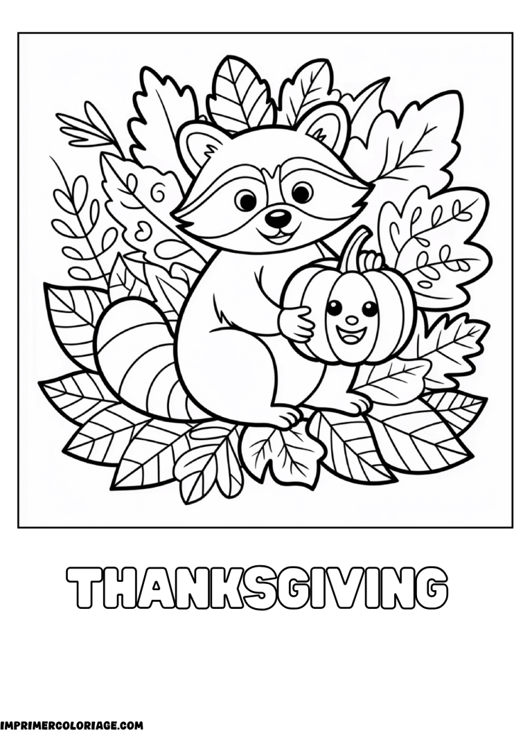 coloriage Thanksgiving pour maternelle - dessin gratuit &agrave; imprimer