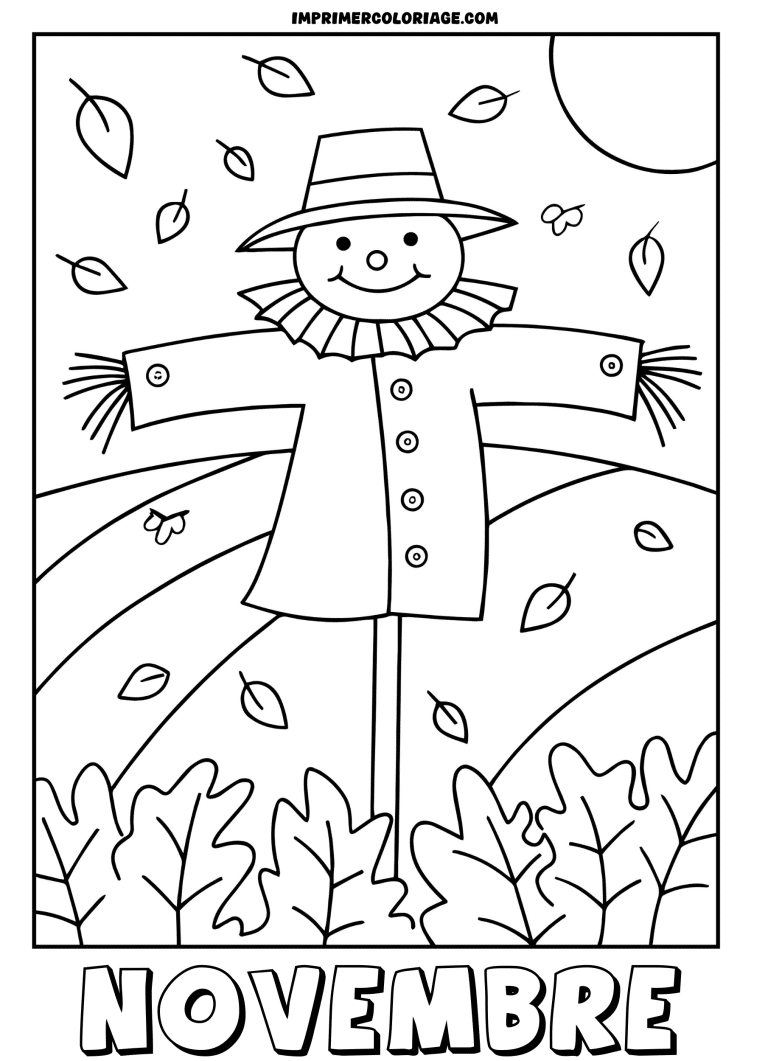 coloriage novembre epouvantail à imprimer coloriage novembre epouvantail - dessin gratuit à imprimer