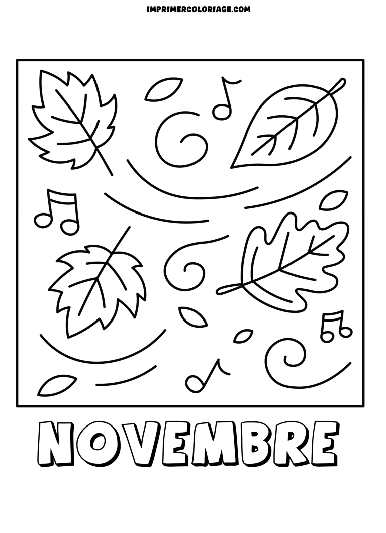 coloriage novembre feuilles à imprimer coloriage novembre feuilles - dessin gratuit à imprimer