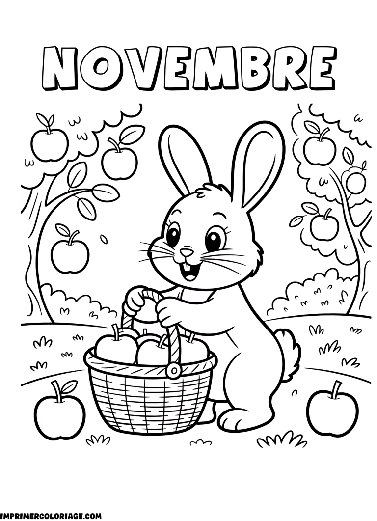 coloriage novembre lapin à imprimer coloriage novembre lapin - dessin gratuit à imprimer
