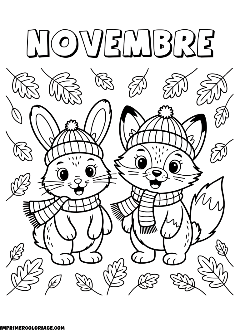 coloriage novembre lapin en bonnet à imprimer coloriage novembre lapin en bonnet - dessin gratuit à imprimer