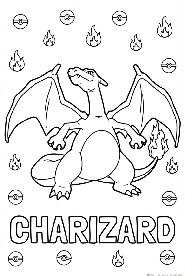 Charizard Coloring Page 1 - dessin gratuit &agrave; imprimer