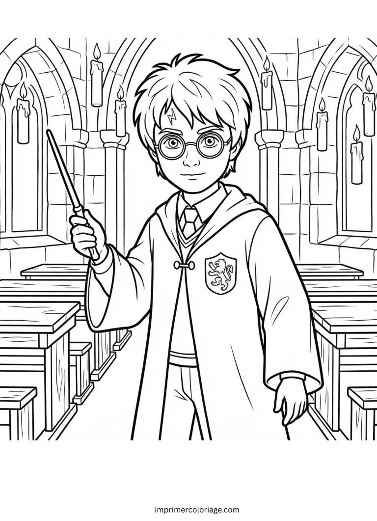 Coloriage de HARRY EN POSITION - dessin gratuit &agrave; imprimer