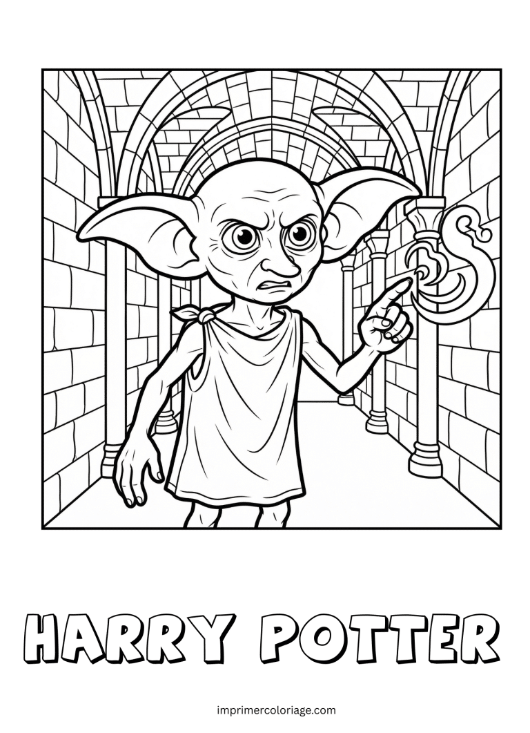 Coloriage de dobby dnas harry potter - dessin gratuit &agrave; imprimer