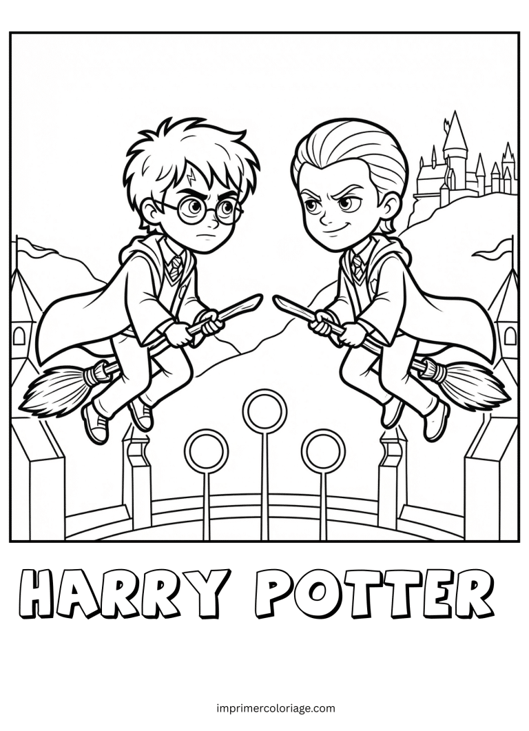 Coloriage de duel quidditch - dessin gratuit &agrave; imprimer