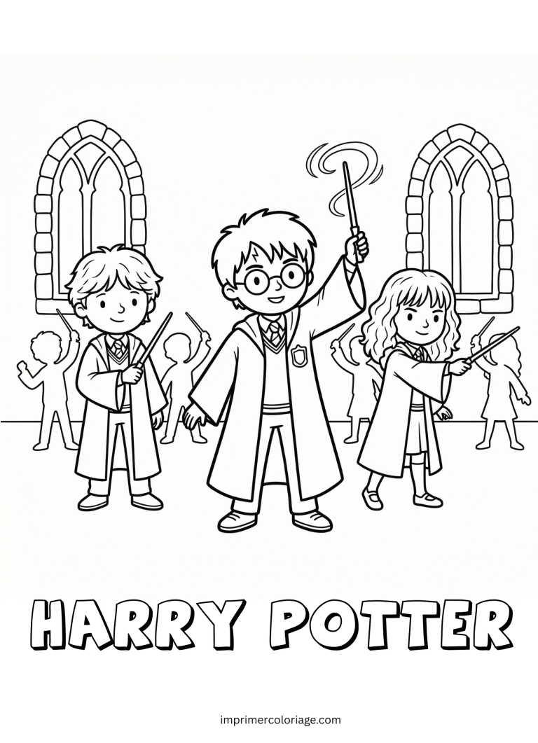 Coloriage de harry &agrave; l'&eacute;cole des sorciers - dessin gratuit &agrave; imprimer