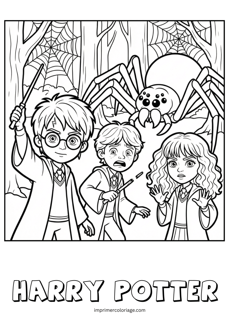 Coloriage de harry contre araign&eacute;e - dessin gratuit &agrave; imprimer
