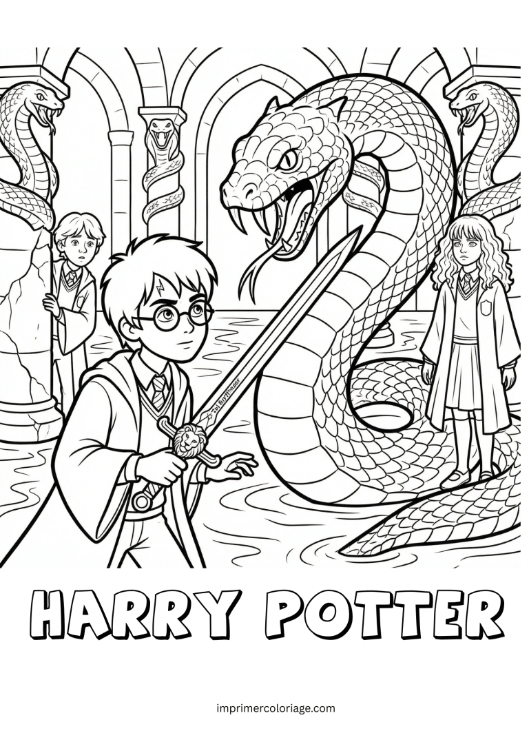 Coloriage de harry dans la chambre des secrets - dessin gratuit &agrave; imprimer