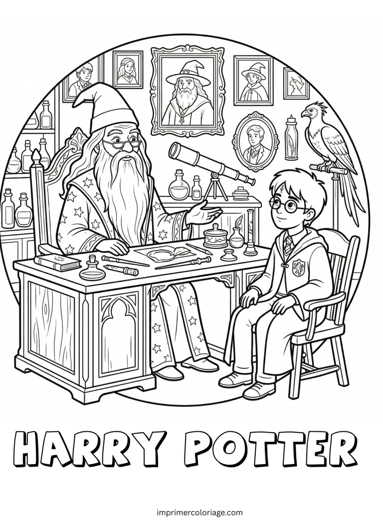 Coloriage de harry dans le bureau du directeur - dessin gratuit &agrave; imprimer