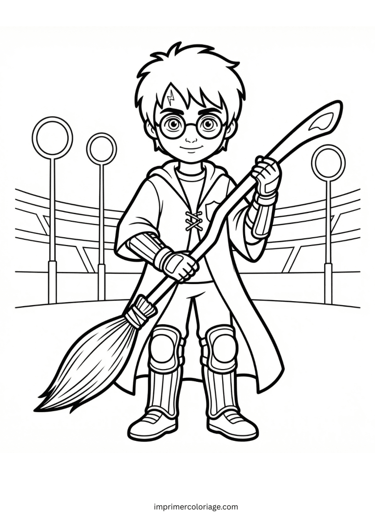 Coloriage de harry en tenue de qwidich - dessin gratuit &agrave; imprimer
