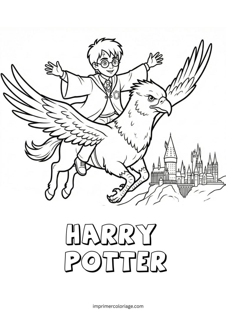 Coloriage de harry et hipogriff - dessin gratuit &agrave; imprimer