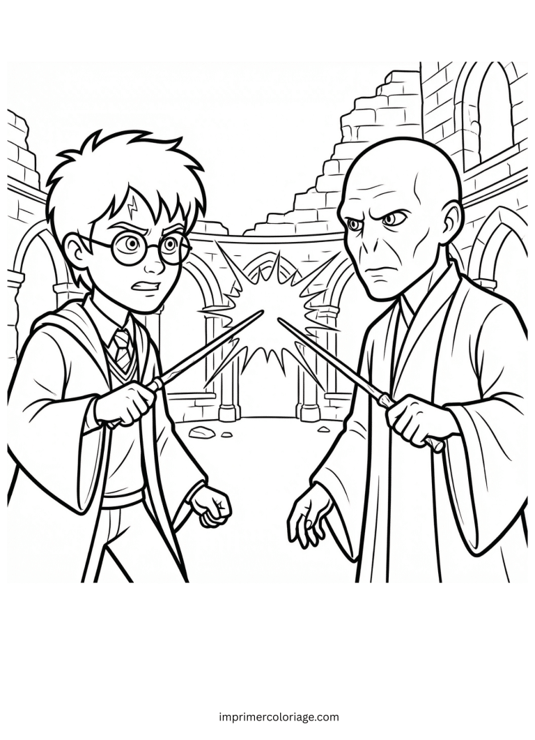 Coloriage de harry et voldemort - dessin gratuit &agrave; imprimer