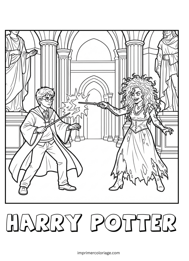 Coloriage de harry potter bataille minsit&egrave;re - dessin gratuit &agrave; imprimer