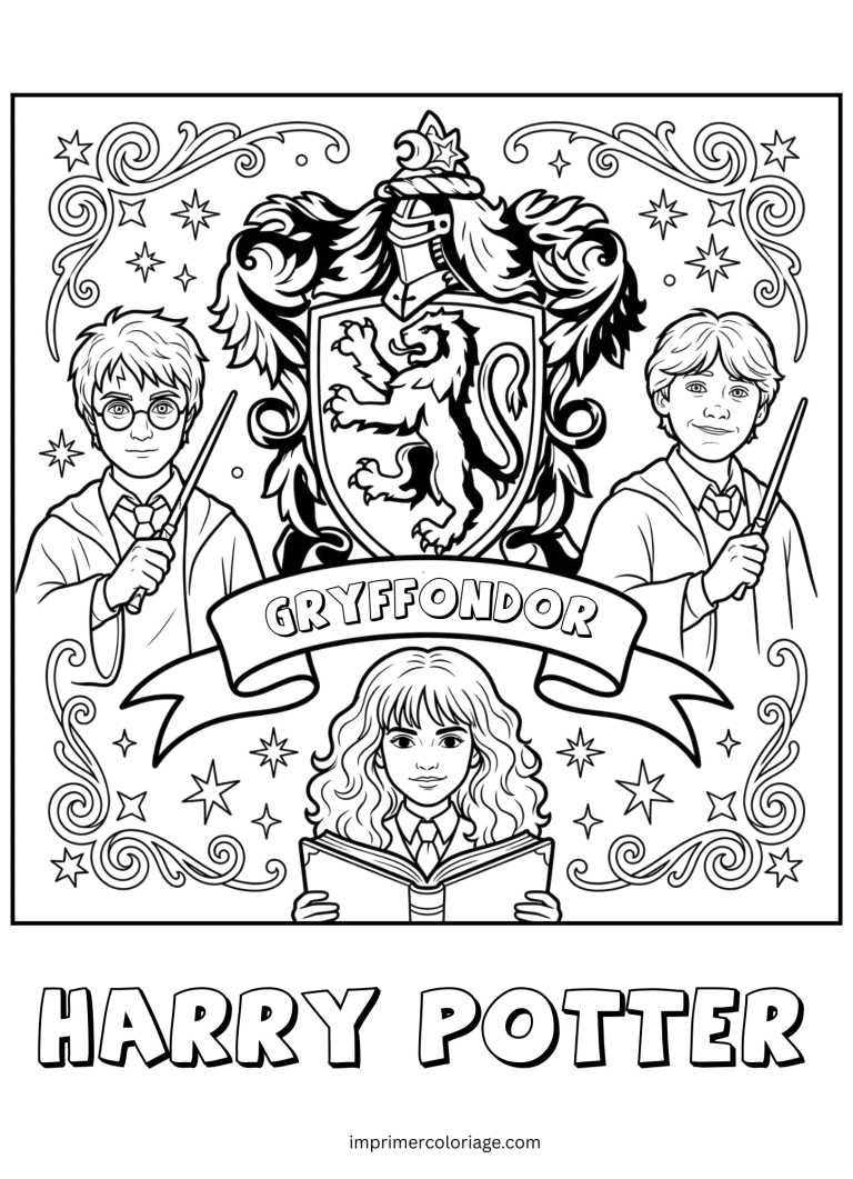 Coloriage de harry potter et ses amis gryffondor - dessin gratuit &agrave; imprimer