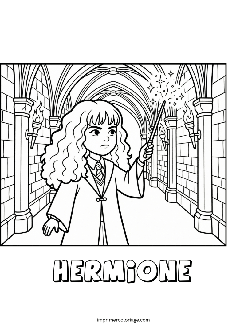 Coloriage de hermione en magicienne - dessin gratuit &agrave; imprimer