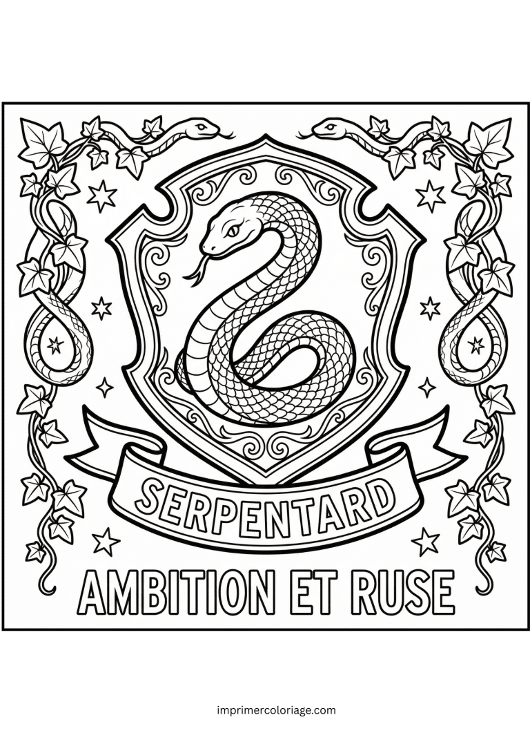 Coloriage de la banni&egrave;re SERPENTARD - dessin gratuit &agrave; imprimer