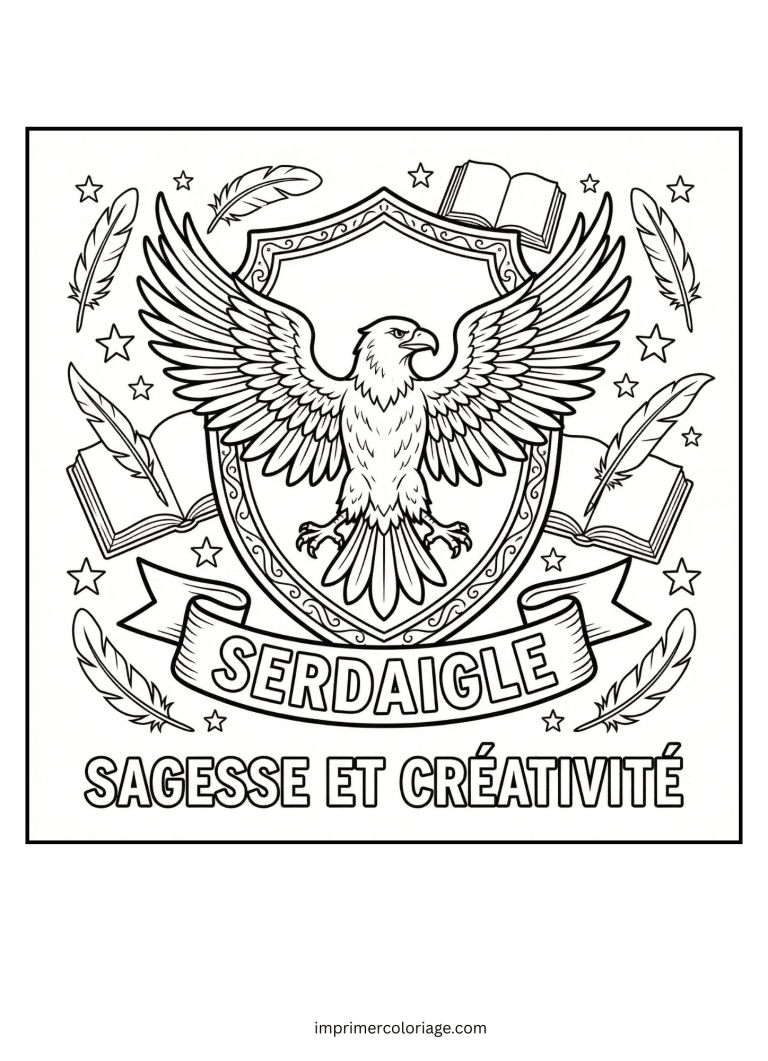 Coloriage de la banni&egrave;re de la maison SERDAIGLE - dessin gratuit &agrave; imprimer