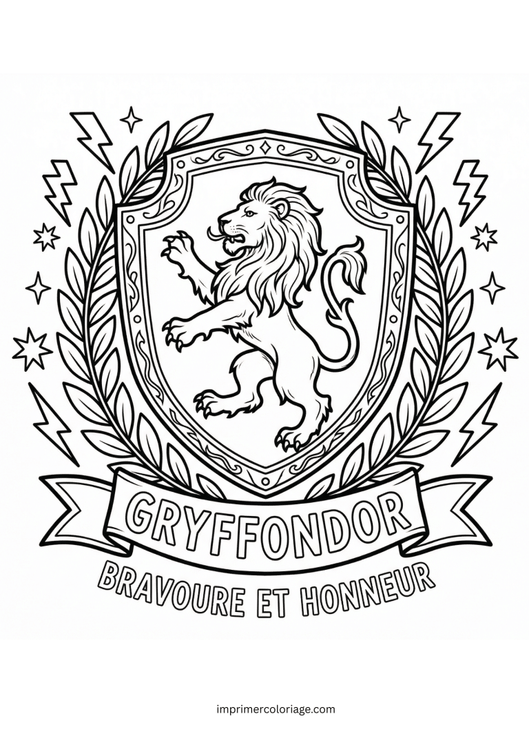 Coloriage de la banni&egrave;re de la maison gryffondor (2) - dessin gratuit &agrave; imprimer