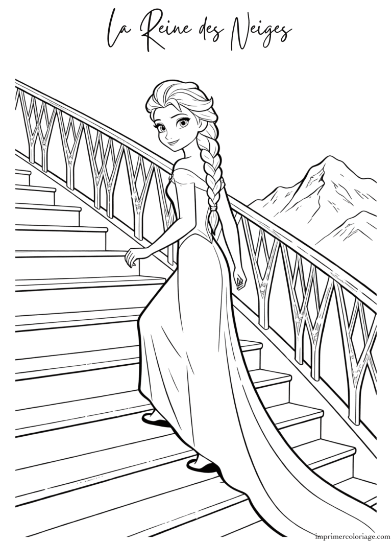 Coloriage de la reine des neiges belle robe - dessin gratuit &agrave; imprimer