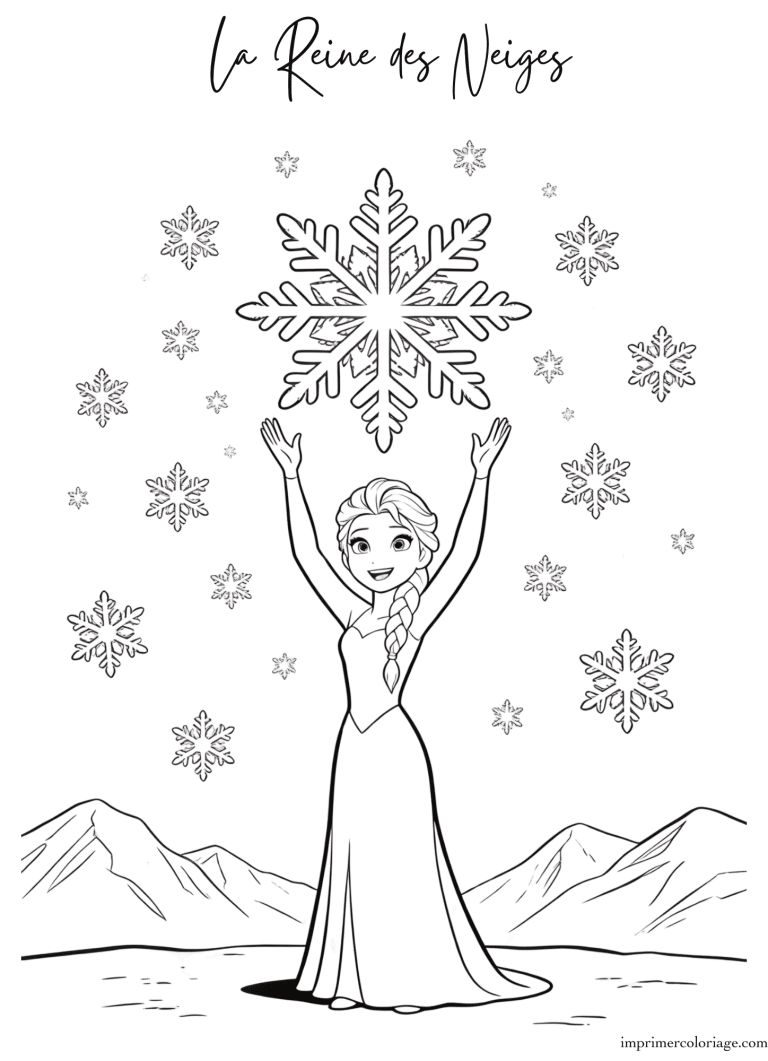 Coloriage de la reine des neiges elsa flocon magique - dessin gratuit &agrave; imprimer