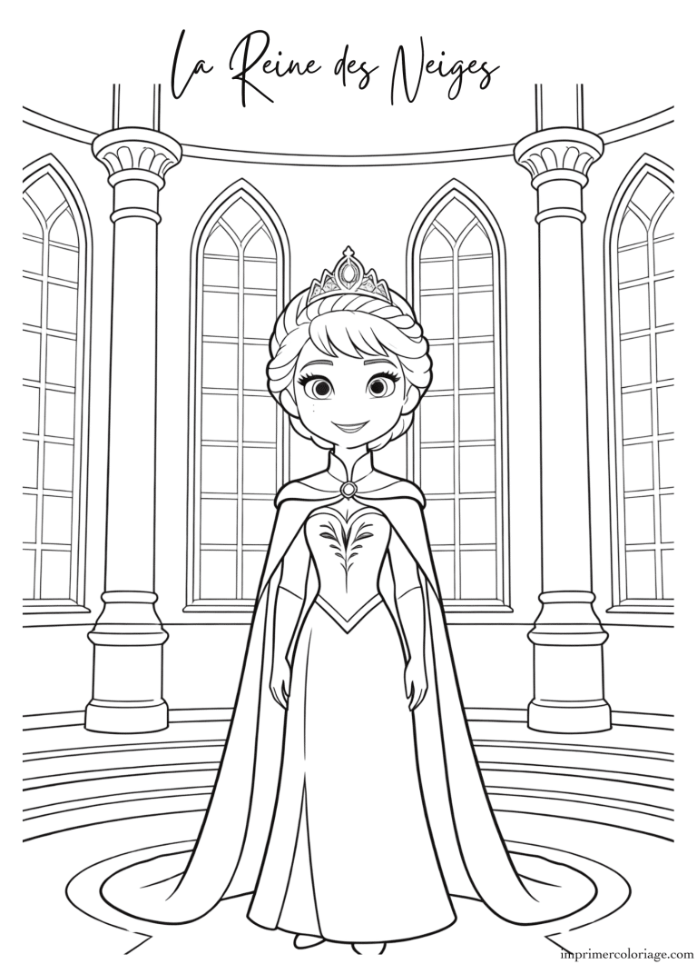 Coloriage de la reine des neiges en princesse - dessin gratuit &agrave; imprimer