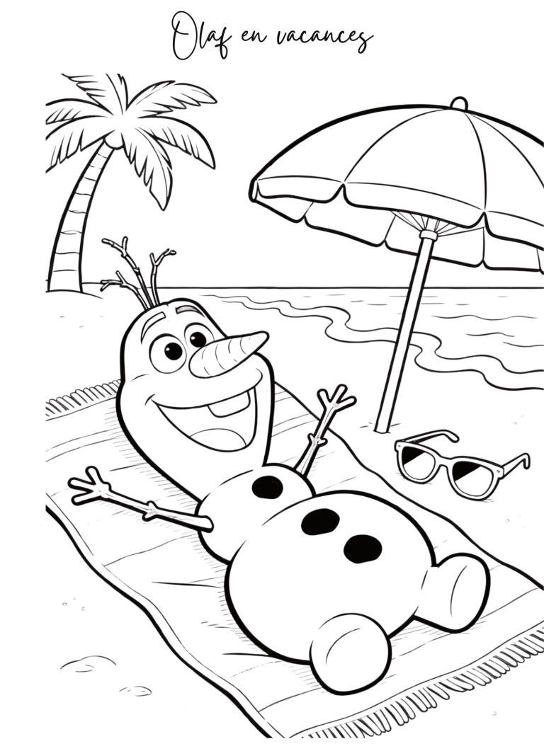 Coloriage de la reine des neiges olaf en vacances - dessin gratuit &agrave; imprimer
