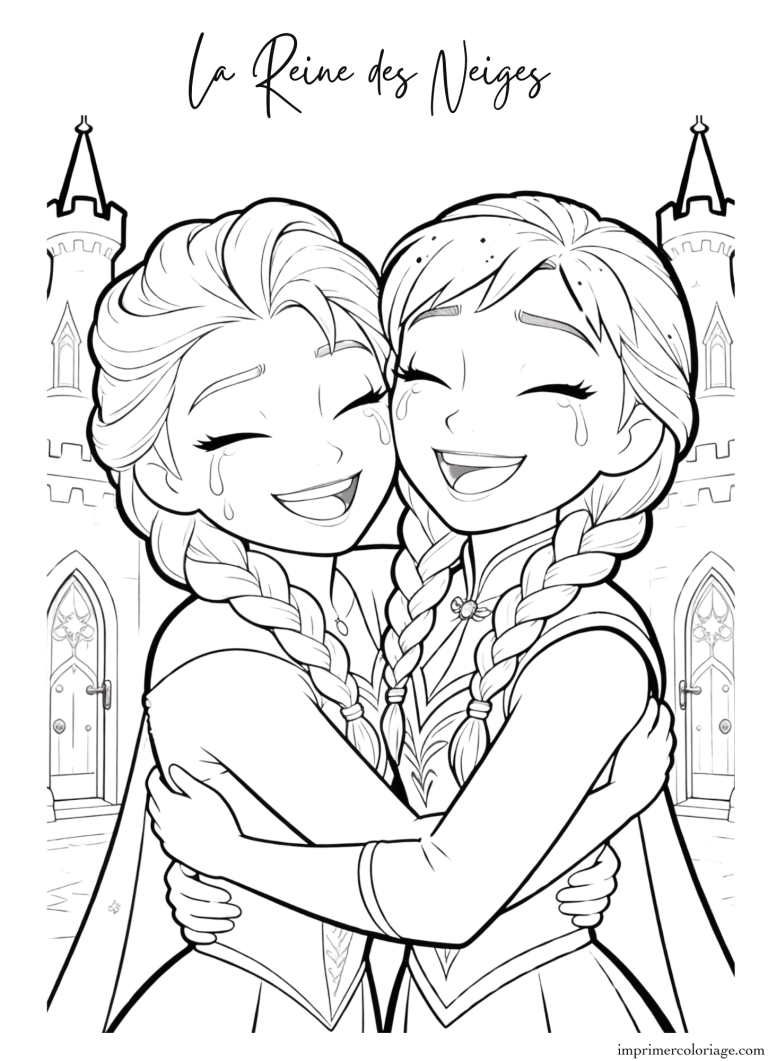Coloriage de la reine des neiges qui pleure de joie - dessin gratuit &agrave; imprimer