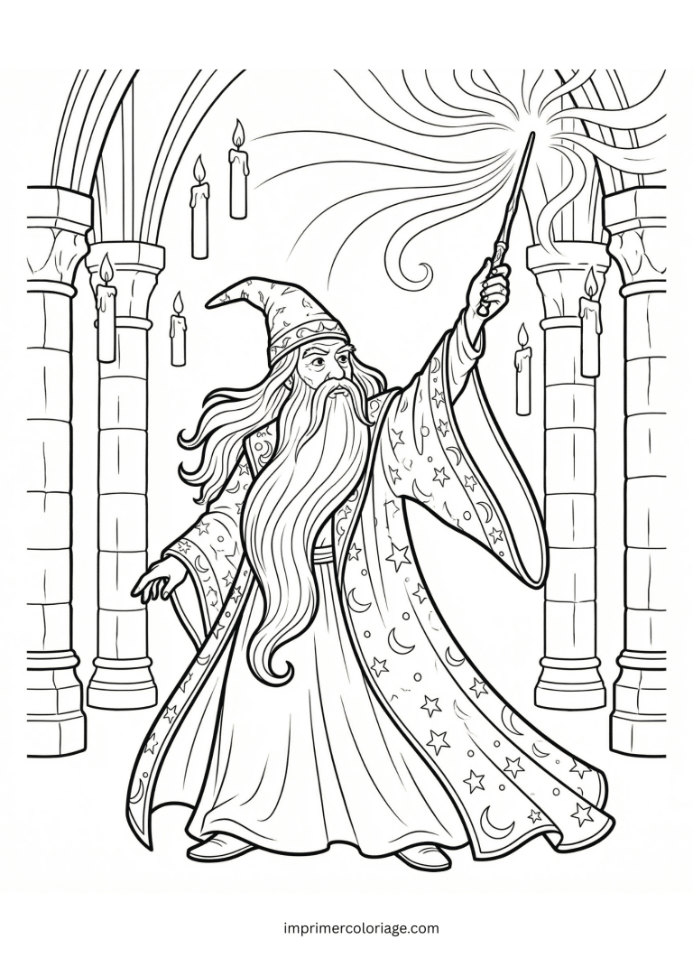 Coloriage de magicien - dessin gratuit &agrave; imprimer