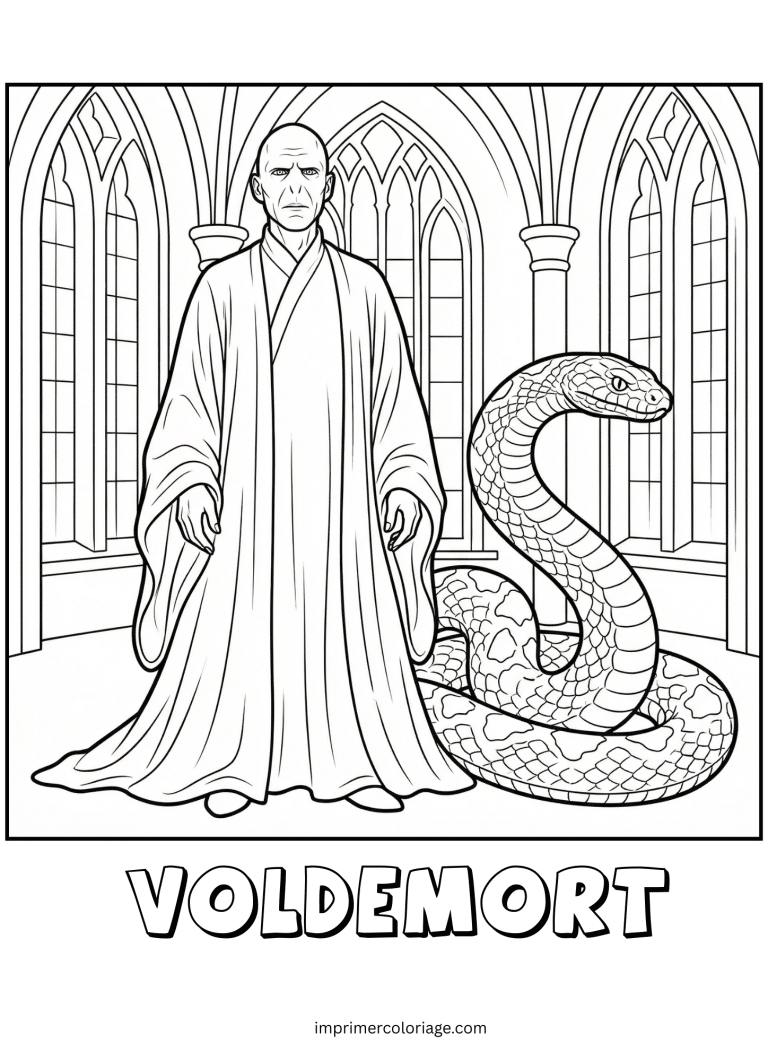 Coloriage de voldemort et son serpent - dessin gratuit &agrave; imprimer
