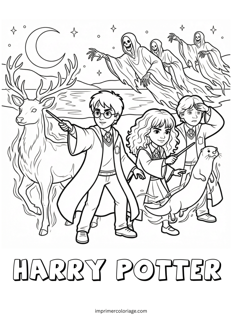Coloriage des amis de hrry potter - dessin gratuit &agrave; imprimer